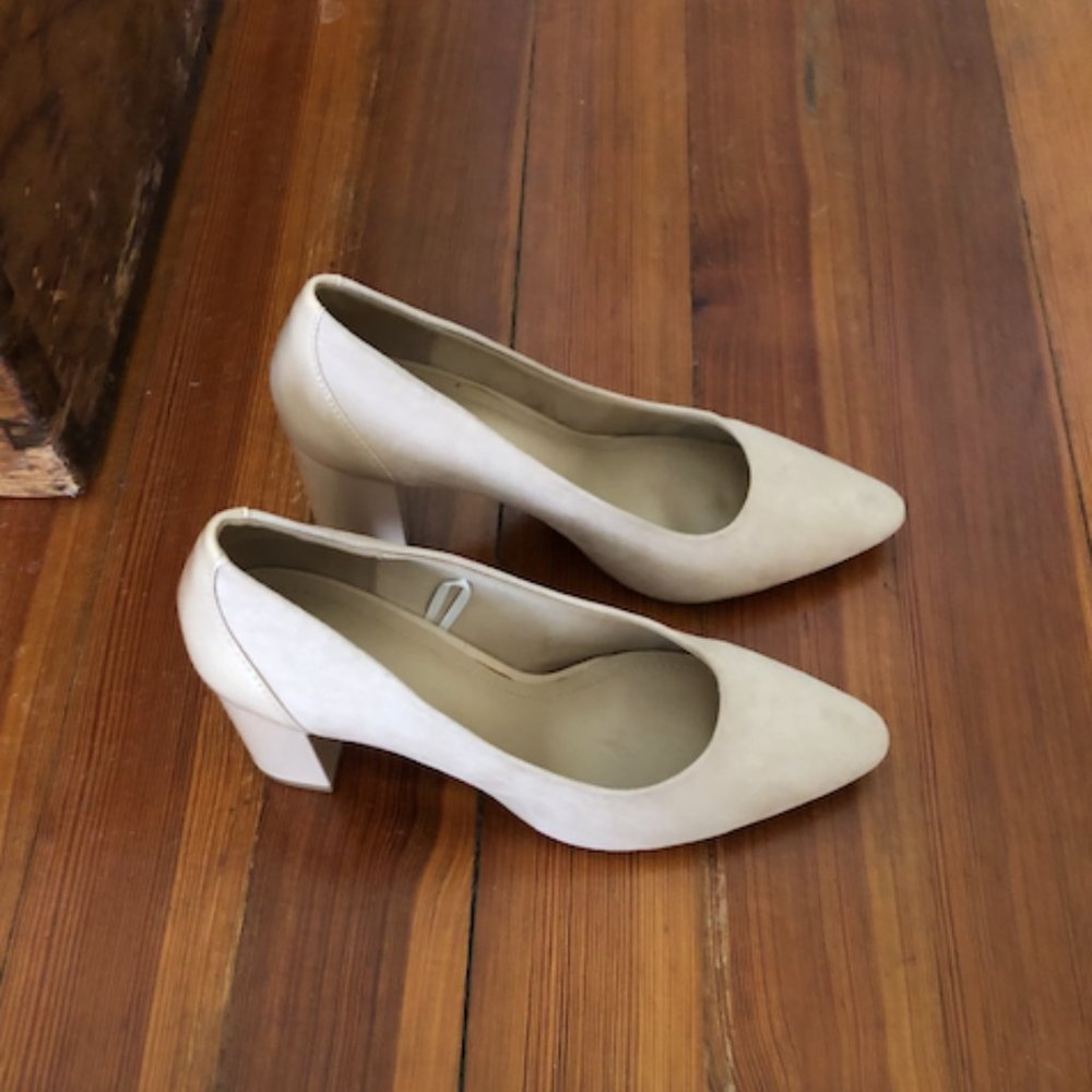 Suede Block Heels, Size 8 Women's